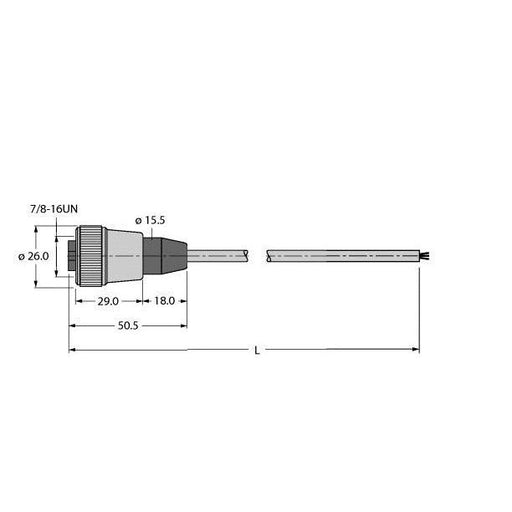Turck - Rundsteckverbinder, feldkonfektionierbar (Industriesteckverbinder) Versorgungsleitung RKM 30-30M PVC