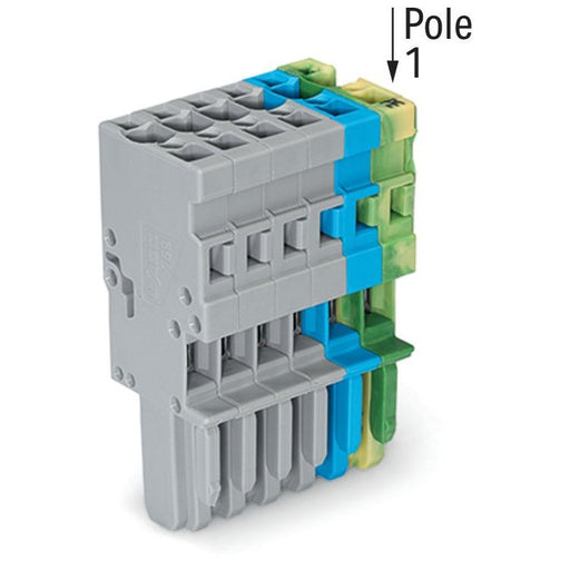 WAGO - Ein- und mehrpolige Klemmenleiste 1-Leiter-Federleiste 769-106/000-038 4mm²,gn-ge/bl/gr − 25 Stück