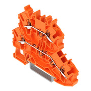 WAGO - Durchgangs-Reihenklemme Doppelstockklemme 2202-2206 Drücker,orange − 50 Stück