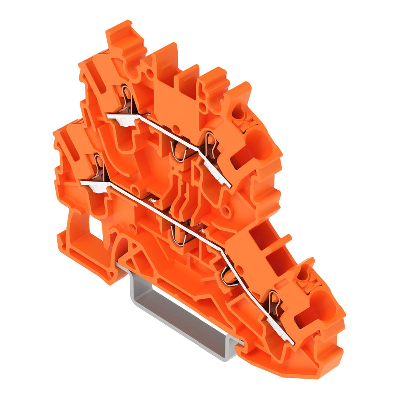 WAGO - Durchgangs-Reihenklemme Doppelstockklemme 2202-2206 Drücker,orange − 50 Stück