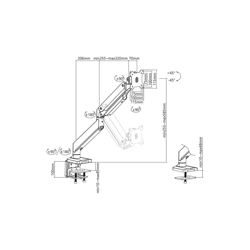DIGITUS - Halterung für Audio-/Videosysteme Monitor Tisch-Halterung DA-90426 15 kg max., sw