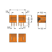 WAGO - Leiterplattensteckverbinder THT-Stiftleiste Lötstift 734-269 1,0x1,0,abgew.,or − 100 Stück
