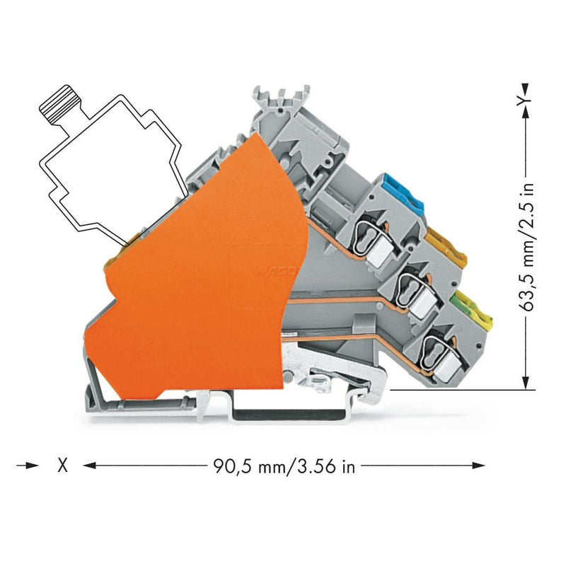 WAGO - Initiator/Aktor-Reihenklemme 3-Leiter-Aktorenklemme 280-575/280-323 m. PE-Anschluss − 50 Stück