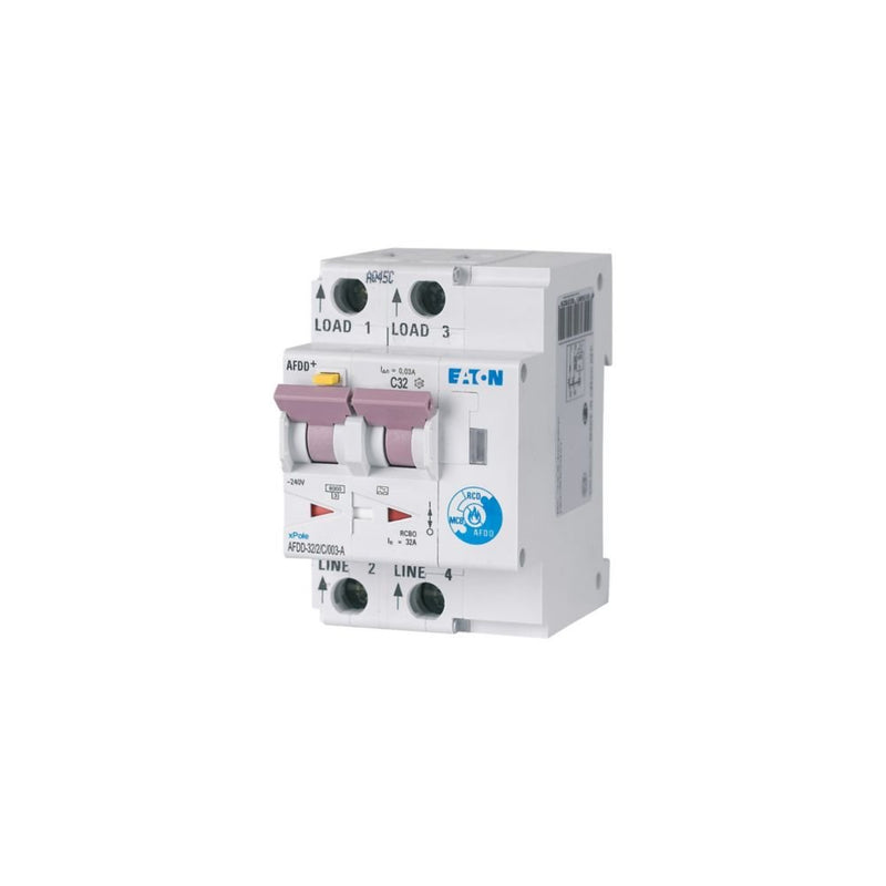 Eaton - Kombination FI-Schalter/Leitungsschutzschalter mit Zusatzeinrichtung Brandschutzschalter AFDD-32/2/C/003-A C, 32 A, Typ A