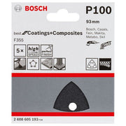 Bosch - Schleifpapier/Schleifvlies PRO F355 Schleifblatt, 93 2608605193 mm, G100, 5-tlg