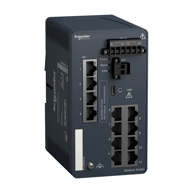 Schneider Electric - Netzwerk Switch Modicon Managed Switch MCSESM123F23G0 12 Ports Kupfer