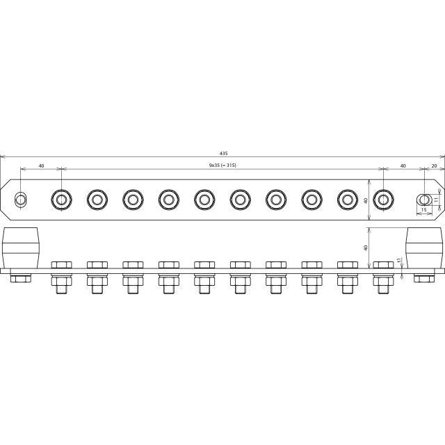 DEHN - Potentialausgleich-Schiene Potentialausgleichschiene PAS I 10AP M10 CU o. Abdeckung CU
