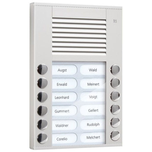 TCS Tür Control - Türstation für Türkommunikation Audioaußenstation 2-reihig PES12-EN/04 12 Tasten AP silber − 1 Stück