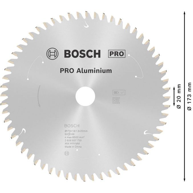 Bosch - Kreissägeblatt PRO Aluminium cordless 2608837759 Kreissägeblatt 173 x