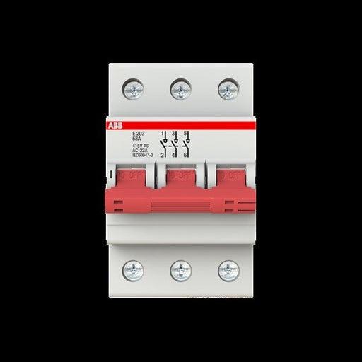 ABB Stotz S&J - Schalter für Reiheneinbau Einbauschalter E203/63R 3S,400V,63A, 4,9W