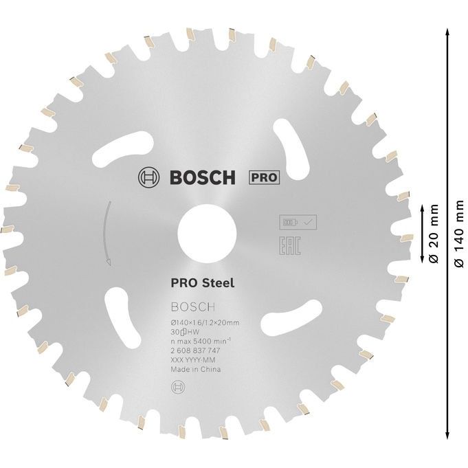 Bosch - Kreissägeblatt PRO Steel cordless 2608837747 Kreissägeblatt 140 x
