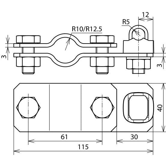 DEHN - Anschlussklemme für Stab-/Tiefenerder TE-Anschlussschelle ASTE20KSV710STTZN St/tZn f. D 20mm