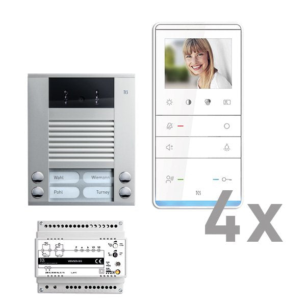 TCS Tür Control - Türsprech-Set Videosprechanlgenset color PVE16040-0010 4 Tasten AP,Freispr