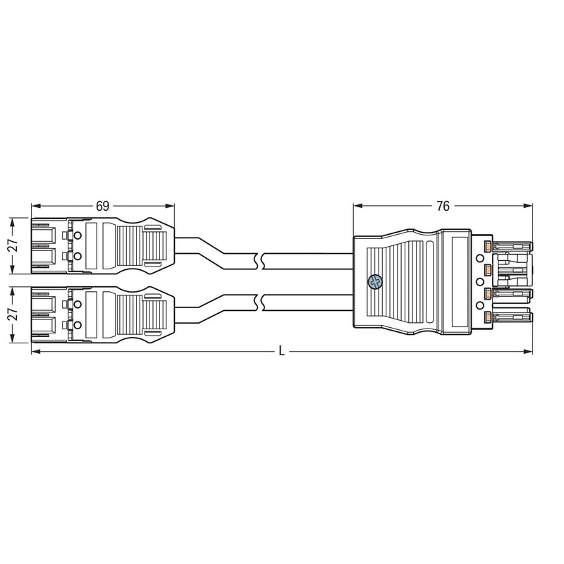 WAGO - Konfektionierte Leitung für steckbare Gebäudeinstallation konfektionierte Y-Leitung 771-5001/100-000 Eca,2xStecker/Buchse