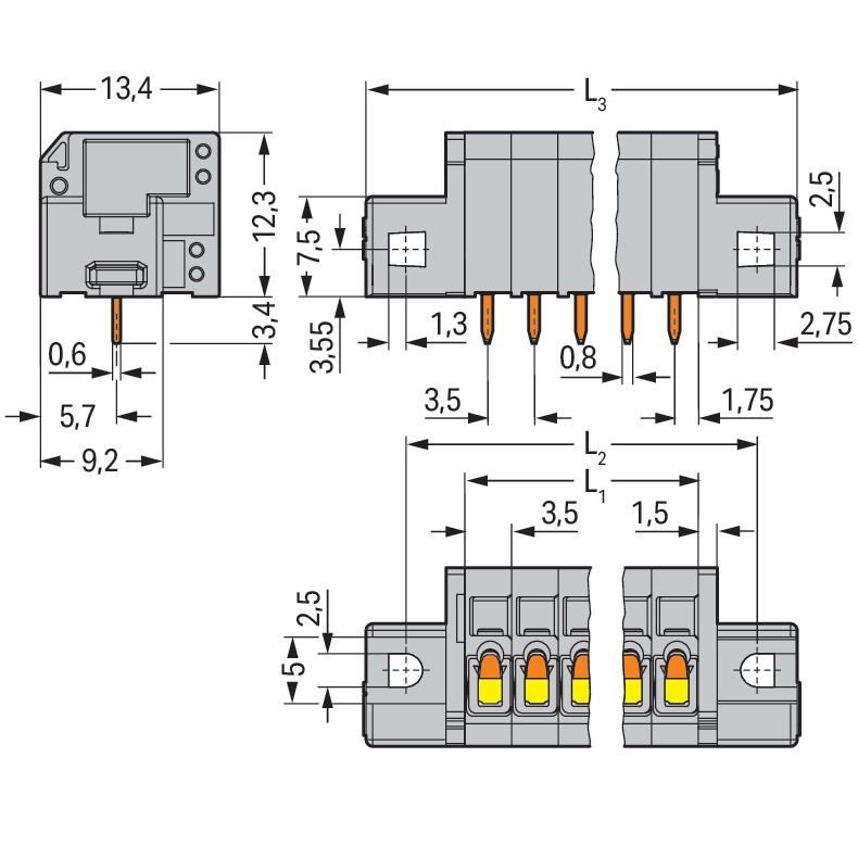 WAGO - Leiterplattenklemme 739-310/001-000 1,5mm² − 20 Stück