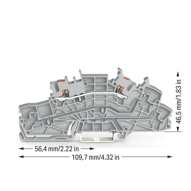 WAGO - Installations-Etagenklemme Installationsetagenklemme 2203-6650 2,5 mm² mit Drücker − 50 Stück