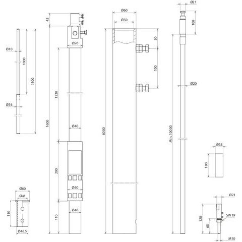 DEHN - Fangeinrichtung für Blitzschutz Fangmast FM 60 L9M IP #819735 L9,0m