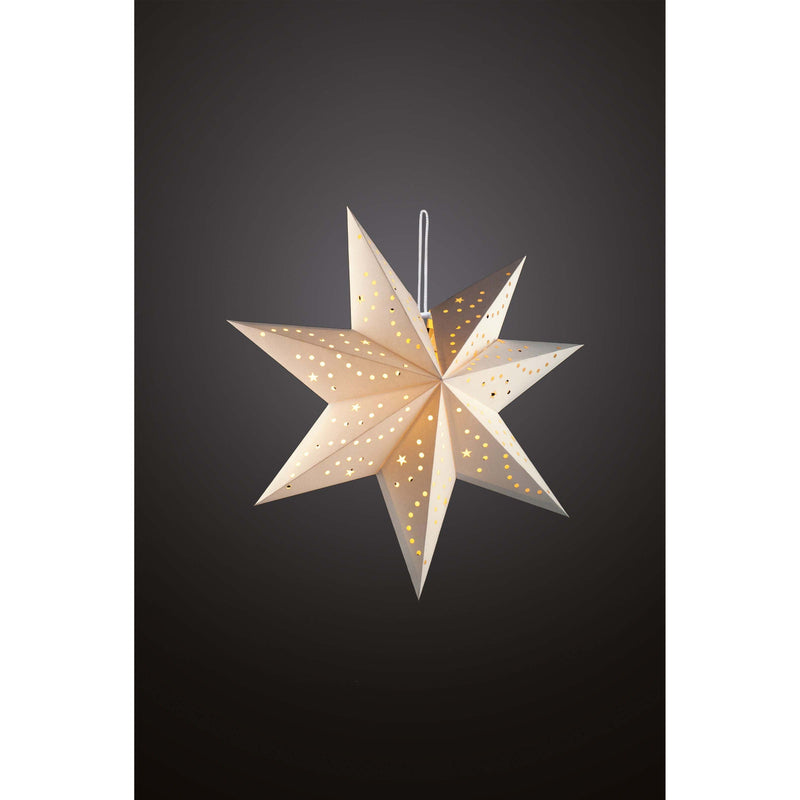 Hellum - Festbeleuchtung LED-Papierstern weiß 60cm 521801 ww mit Fernbedienung