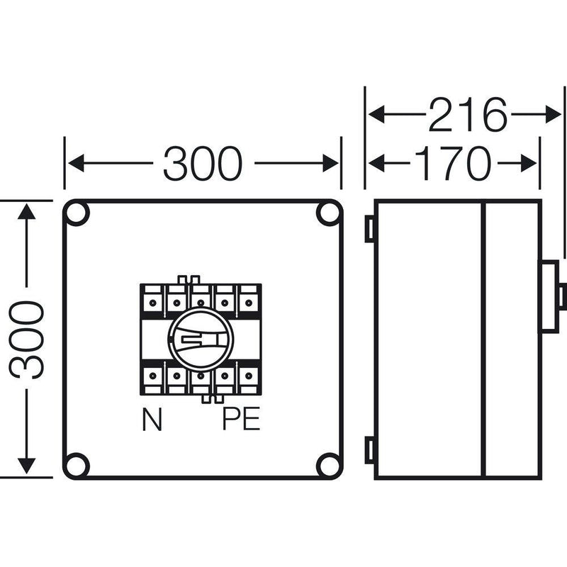 Hensel - Lasttrennschalter Mi-Lastschaltergehäuse Mi 7213 100A, 3polig+PE+N