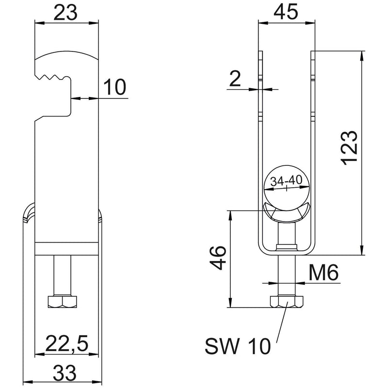 OBO Bettermann - Bügelschelle BS-F2-M-46 FT 2-fach − 50 Stück