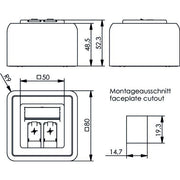 Telegärtner - Kommunikationsanschlussdose Kupfer Modulaufnahme 100021396 80x80, 2-fach AP