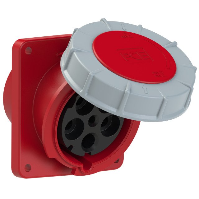 PC Electric - CEE-Anbausteckdose (IEC 60309) CEE-Anbaudose schräg 445-6 125A 5p 6h IP67TWIST − 2 Stück
