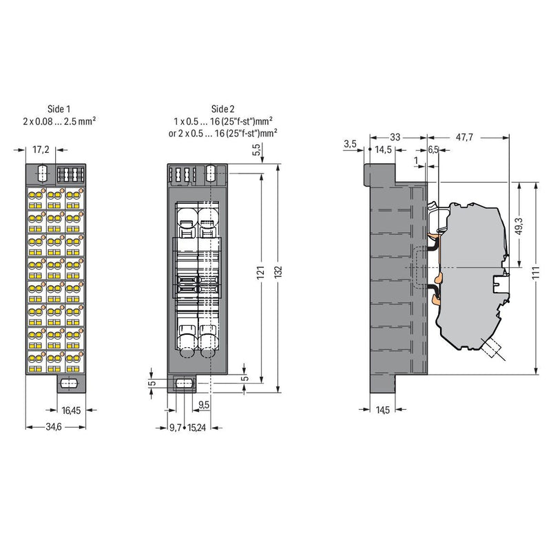 WAGO - Feldbus, Dez. Peripherie - Kommunikations-Modul Potentialblock 726-611 weiß, Aufdruck 1-24