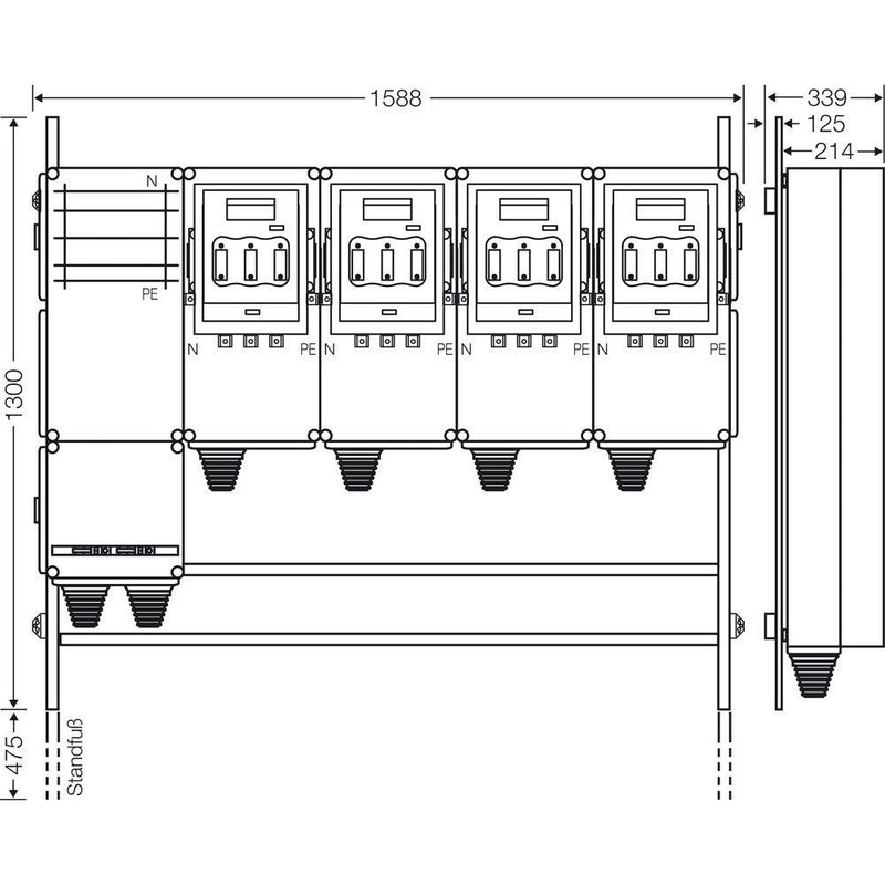 Hensel - Verteilerschrank für Energieversorgung Ladeverteiler Mi EV 140kW 4000 f.4 Abgänge a 140kW