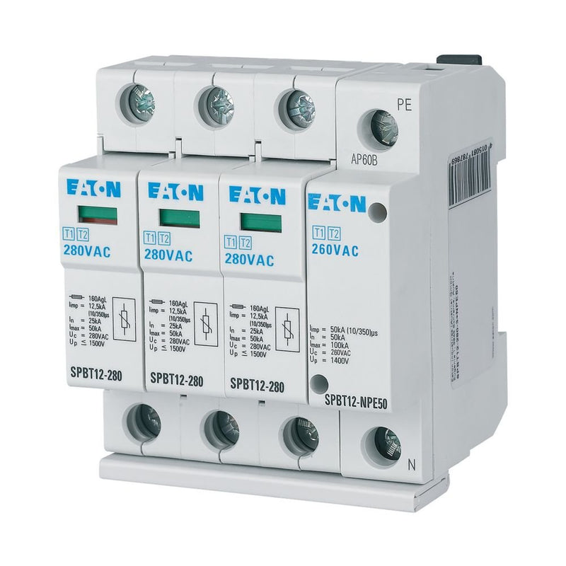 Eaton - Kombi-Ableiter für Energietechnik Überspannungsableiter SPBT12-280-3+NPE50 B+C,TN-S/TT-Set,3+1p