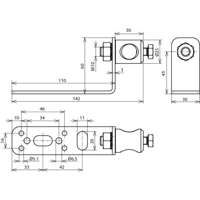 DEHN - Zubehör/Ersatzteile für Erdung und Blitzschutz Befestigungswinkel BW90BB16B5.16.511V2A 90 Grad NIRO