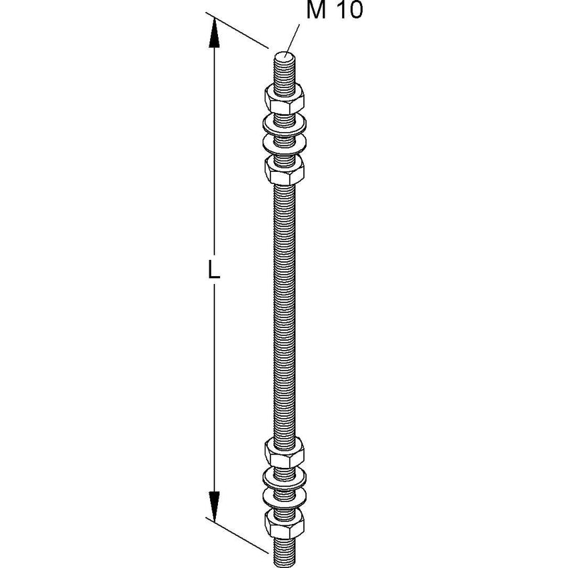 Niedax - Gewindestange Gewindestab M 10/300
