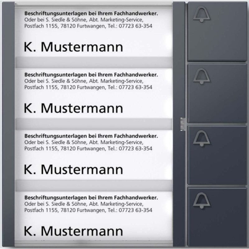 Siedle&Söhne - Funktionsmodul für Türkommunikation Tasten-Modul TM 612-4 AG anthrazitgrau