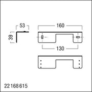 Zumtobel Group - Mechanisches Zubehör/Ersatzteile für Leuchten Anbauwinkel CROSSIGN #22168615 110+160 AW 180Gr