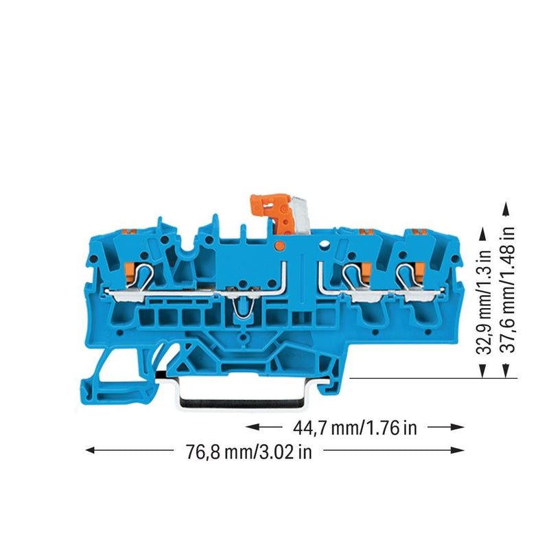 WAGO GmbH & Co. KG - Trenn- und Messtrenn-Reihenklemme 3Leiter-Trenn-u.Messklemme 2202-1774 Prüfmöglichkeit,blau − 50 Stück