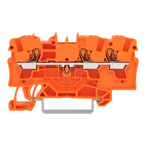 WAGO - Durchgangs-Reihenklemme 3-Leiter-Durchgangsklemme 2204-1302 Drücker,4mm²,orange − 50 Stück