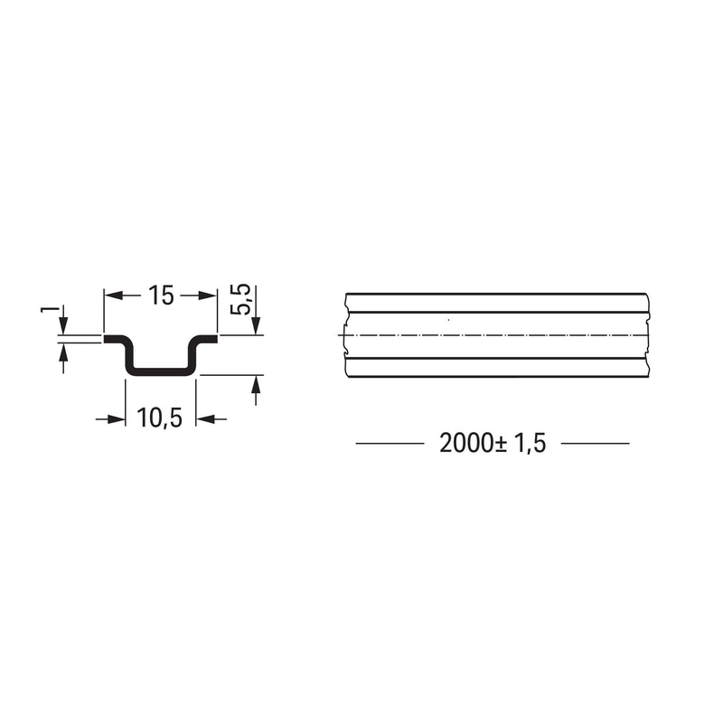 WAGO - Tragschiene Stahltragschiene 15x5,5mm 210-295 silberfarben