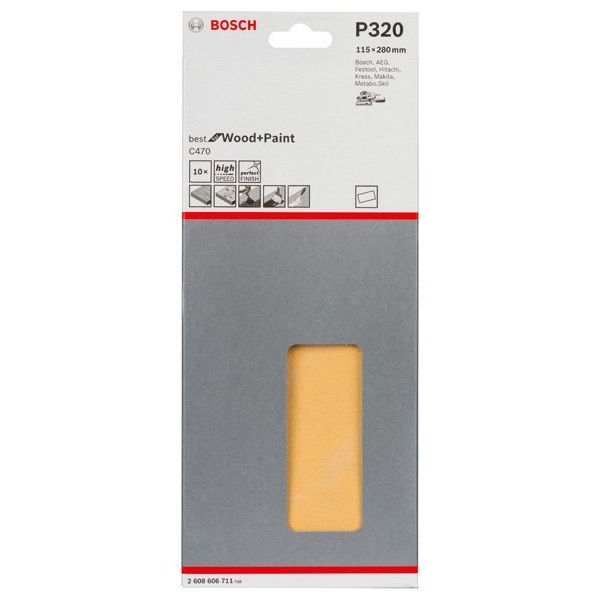 Bosch - Schleifpapier/Schleifvlies Schleifblatt 2608606711 C470, 10er-Pack