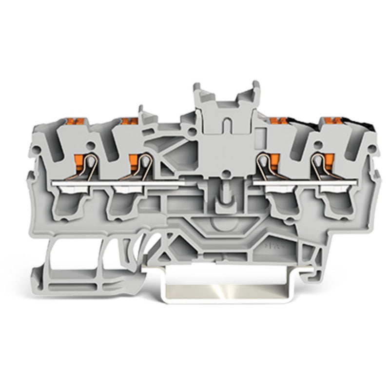 WAGO - Durchgangs-Reihenklemme Doppeldurchgangsklemme 2202-1441 Drücker,2,5 mm²,grau − 100 Stück