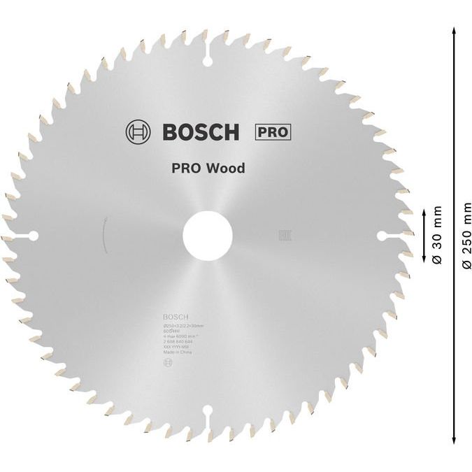 Bosch - Kreissägeblatt PRO Wood Kreissägeblatt, 2608640644 250 x 3,2 x 30 mm