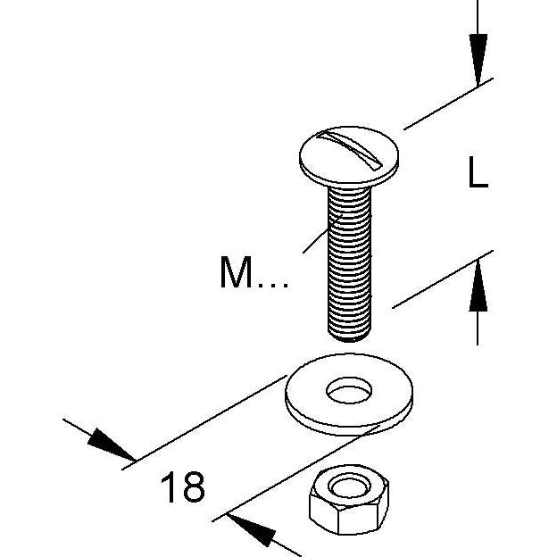 Niedax - Maschinenschraube/Bolzen Becherschraube M6 BKM 6X30 E4 L=30mm − 100 Stück