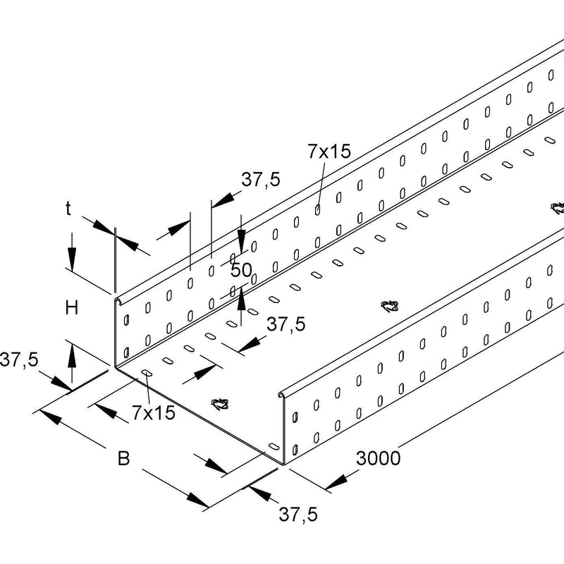 Niedax - Kabelrinne Kabelrinne RSSUP 110.200 S OV 110x200mm − 3 Meter