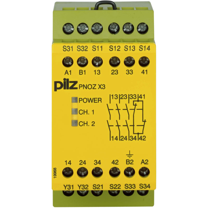 Pilz - Gerät zur Überwachung von sicherheitsgerichteten Stromkreisen Not-Aus-Schaltgerät PNOZ X3 #774314 110AC24DC3n/o1n/c1so
