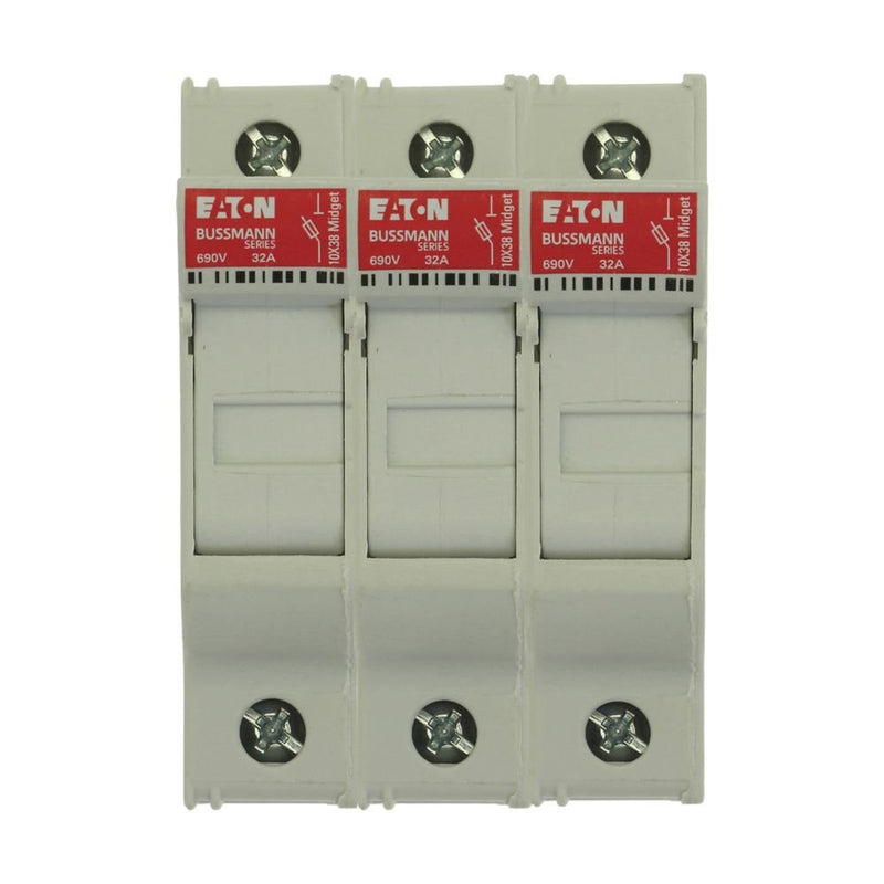Eaton - Halter für zylindrische Sicherung Sicherungshalter Niedersp. 3Pole 30A #CHM3DU 32A AC 690V 3polig − 4 Stück