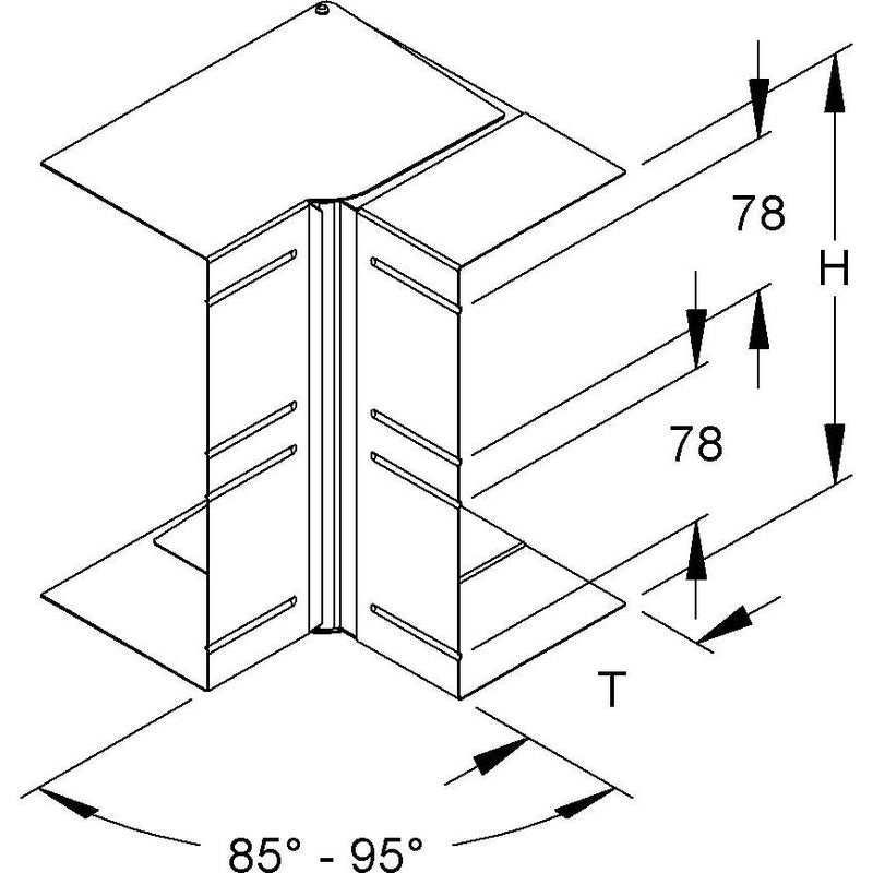 Niedax - Inneneck für Geräteeinbaukanal GK-Inneneck 90Gr. DKIV 220-78T100 WA 220x100mm