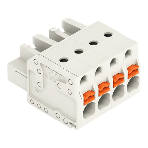 WAGO - Kabelsteckverbinder für Leiterplattensteckverbinder Federleiste 2721-104/026-000 4pol., 5mm, l-grau − 100 Stück