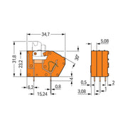 WAGO - Leiterplattenklemme Anreihbare Leiterplattenk. 742-106 2,5 mm²,orange − 96 Stück