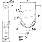 OBO Bettermann - Bügelschelle BS-H1-M-64 A4 58-64mm − 25 Stück