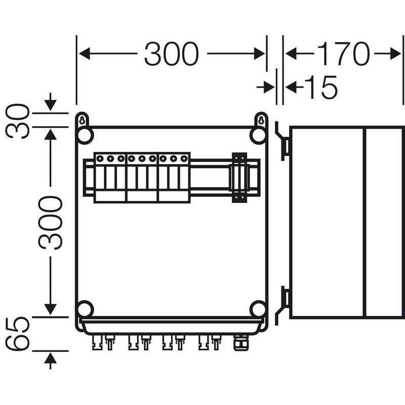 Hensel - Dose, Gehäuse für Montage auf der Wand/Decke PV-GAK mit ÜSE Mi PV 1263 6xPV-String auf 3xWR