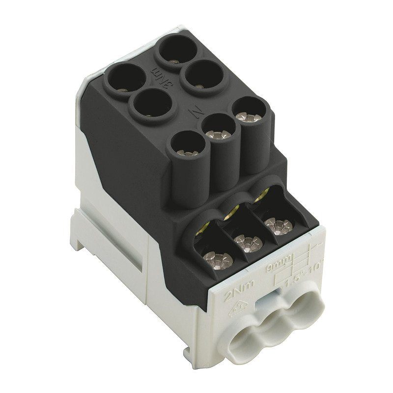 Weidmüller - Durchgangs-Reihenklemme Klemme 25 WPD 100 2X25/6X10 BK − 3 Stück