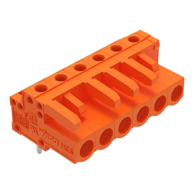 WAGO - Leiterplattensteckverbinder THT-Federleiste abgewink. 232-266 Maß 5,08mm,orange − 50 Stück